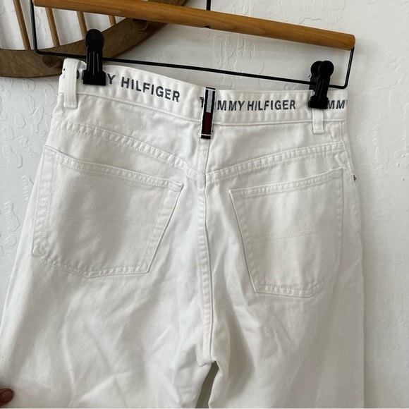 Vintage White Tommy Hilfiger High Rise Stamped Logo Waist Band Size 6 - Picture 7 of 14
